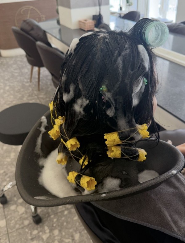 아침 손질시간 10분~ 손질편한 헤어스타일 중단발 레이어드c컬펌 시술중4