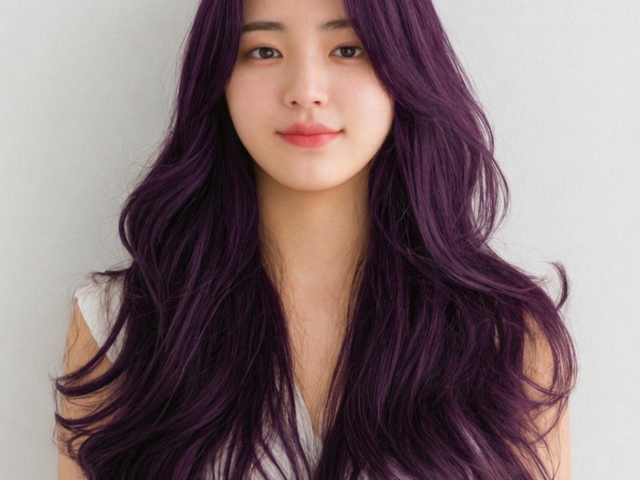 긴머리 퍼플염색 러블리펌