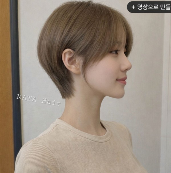 숏컷 브론드 염색2