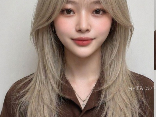 긴머리 레이어드컷 브론드 탈색 염색