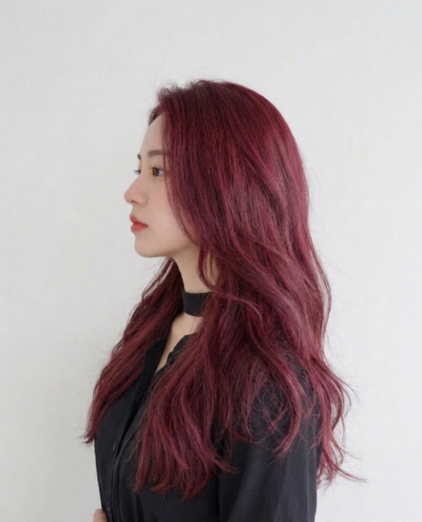 성신여대 미용실 긴머리 레드핑크2