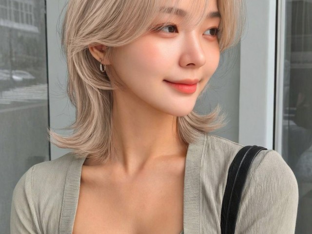 탈색 단발레이어 컷 볼륨매직