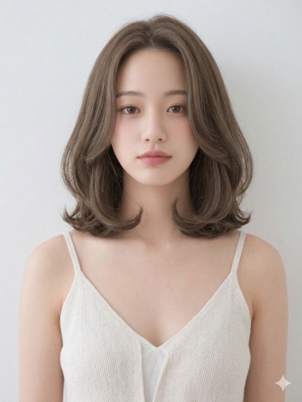 단발 c컬펌 에쉬브라운1