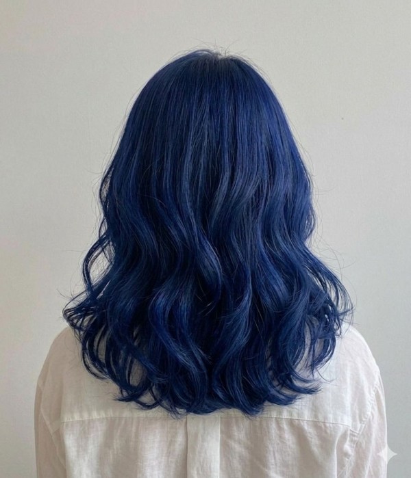 중단발 레이어컷 블루염색3