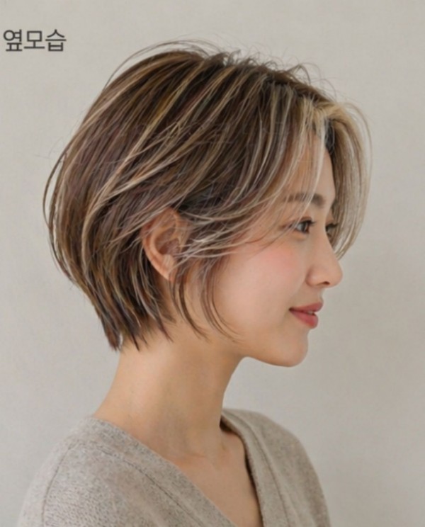 숏컷 투톤 브릿치 시크릿 염색2