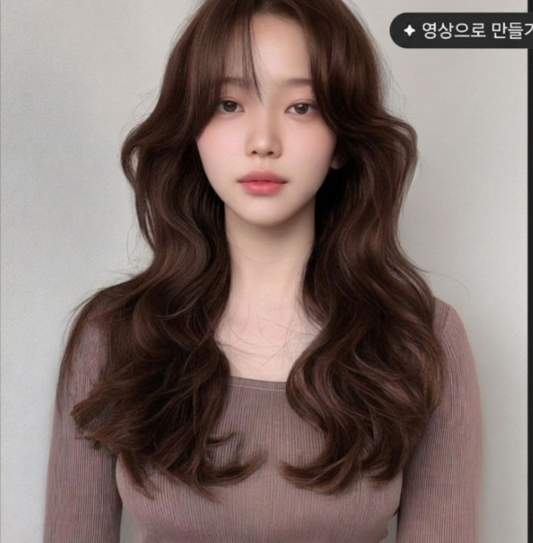 긴머리 셋팅펌 초코 브라운 염색1