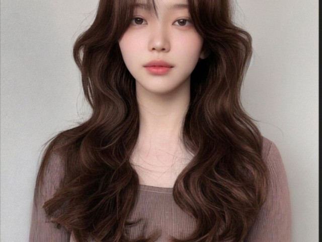 긴머리 셋팅펌 초코 브라운 염색