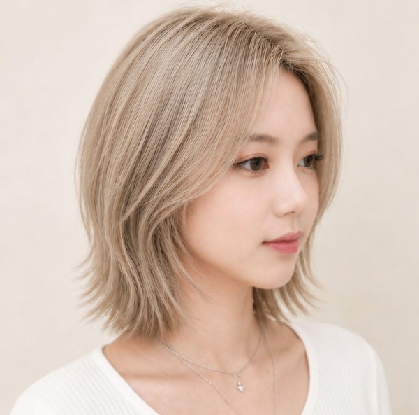 단발 허쉬컷과 찰떡인 백금발 탈색 후기2