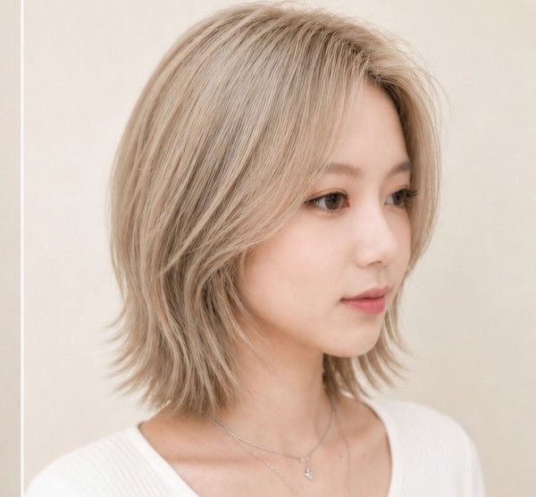 단발 허쉬컷과 찰떡인 백금발 탈색 후기3