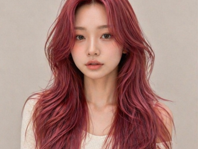 탈색머리스타일   레드핑크컬러 발레아쥬
