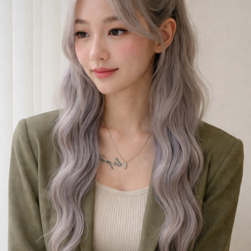 성신여대 미용실 백금발 애쉬블론드 시술후 측면 모습