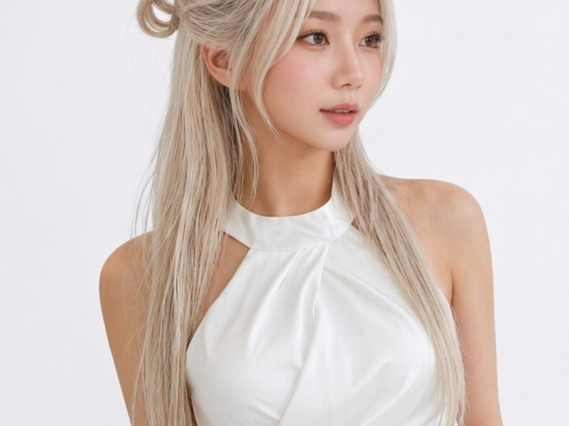 탈색 머리스타일  백금발