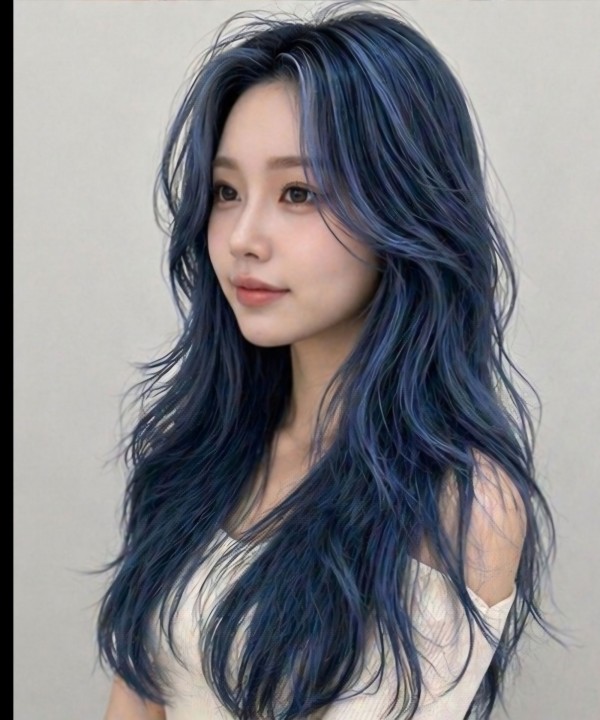 탈색머리스타일  애쉬블루 발레아쥬1