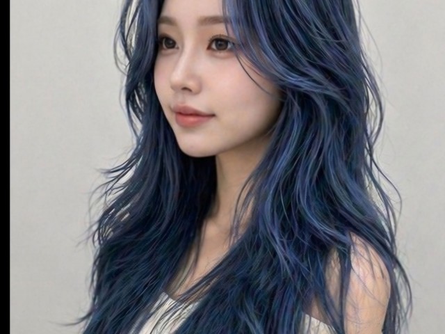 탈색머리스타일  애쉬블루 발레아쥬