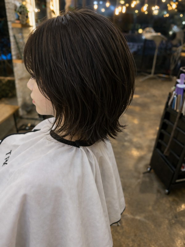 성신여대 미용실 단발레이어드 볼륨매직 시술중